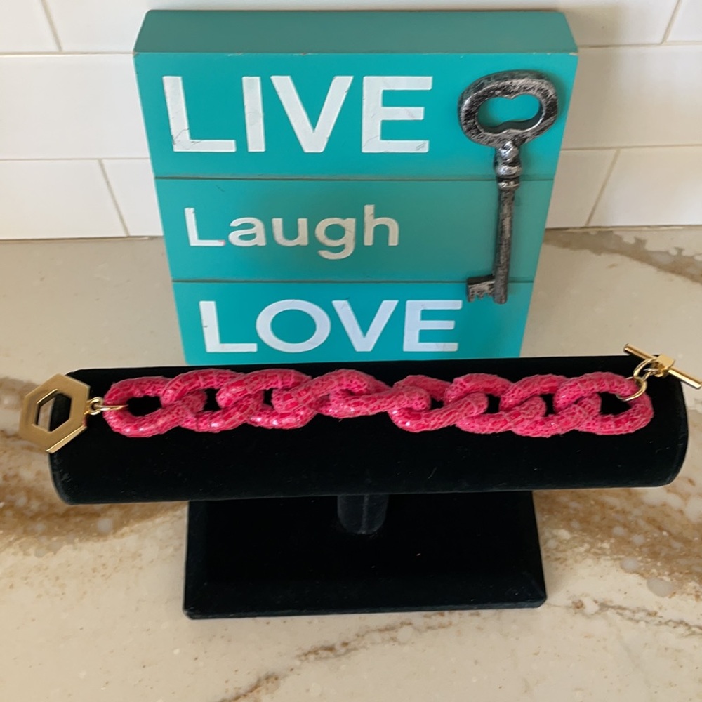 Vintage Ted Rossi Twisted Hot Pink Python Link Br… - image 7